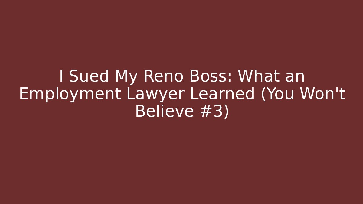 I Sued My Reno Boss: What an Employment Lawyer Learned (You Won't Believe #3) - V Auction