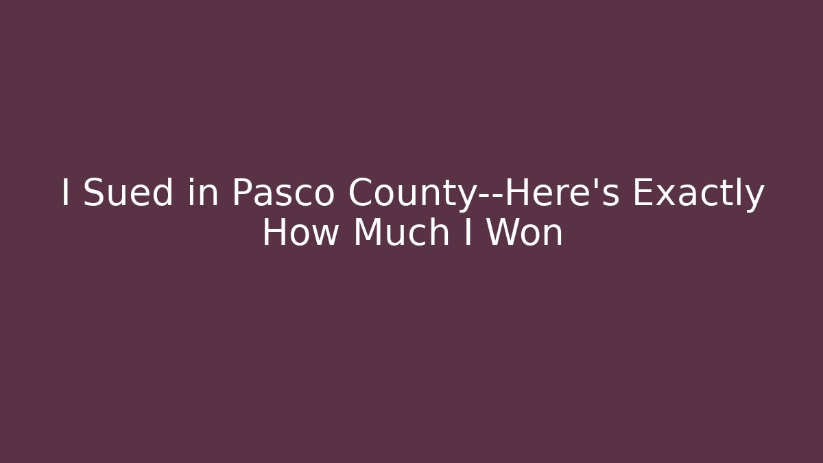 I Sued in Pasco County—Here’s Exactly How Much I Won