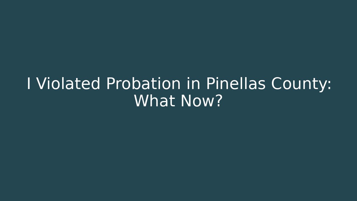 I Violated Probation in Pinellas County: What Now?