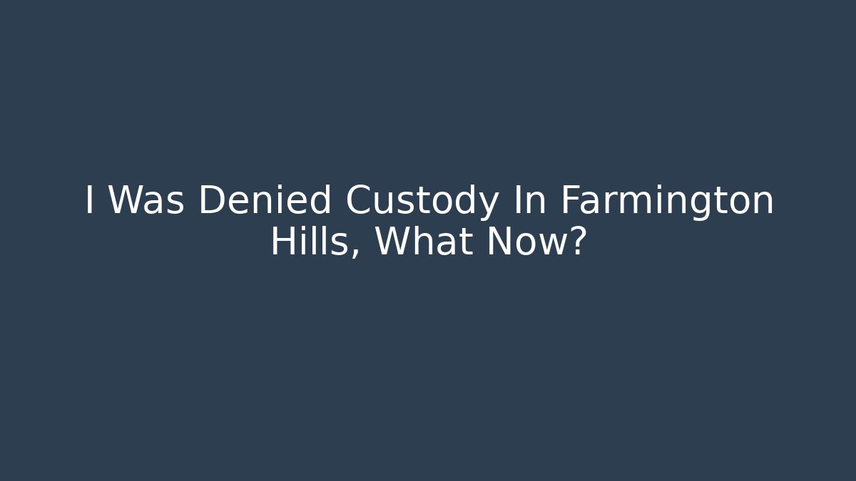 I Was Denied Custody In Farmington Hills, What Now? - V Auction