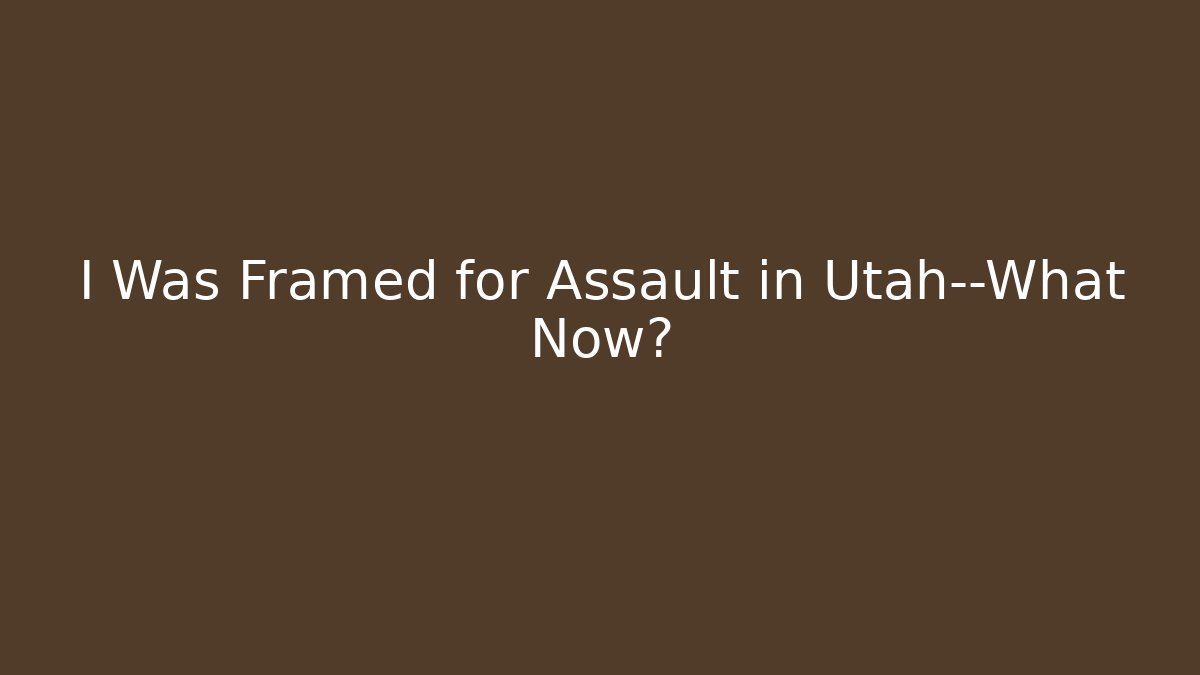 I Was Framed for Assault in Utah—What Now? - V Auction