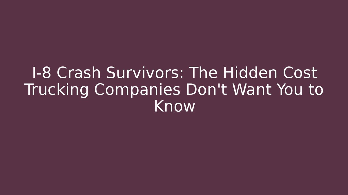 I-8 Crash Survivors: The Hidden Cost Trucking Companies Don’t Want You to Know