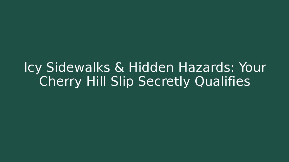 Icy Sidewalks & Hidden Hazards: Your Cherry Hill Slip Secretly Qualifies - V Auction