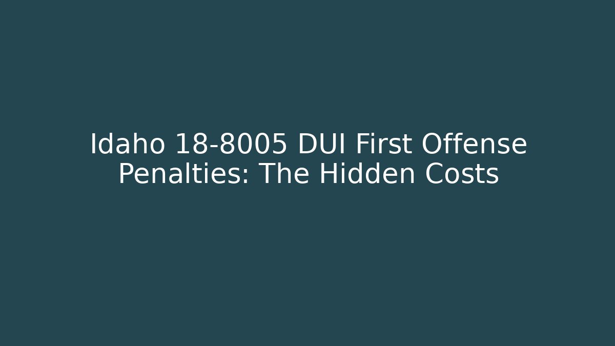Idaho 18-8005 DUI First Offense Penalties: The Hidden Costs - V Auction