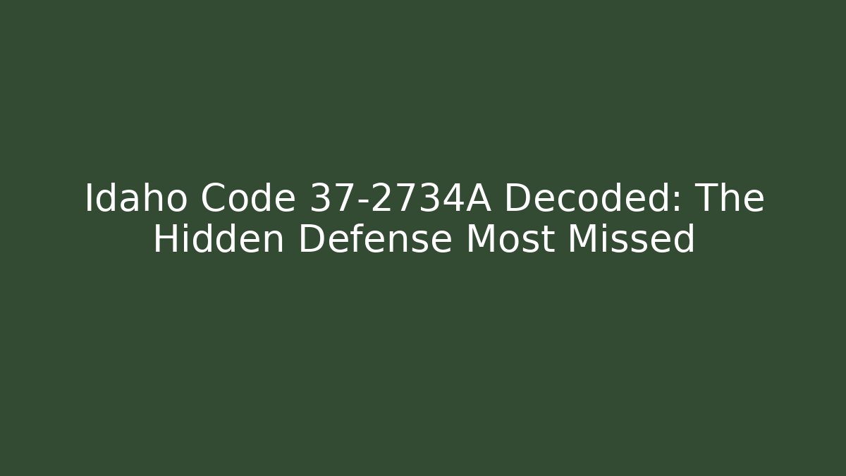 Idaho Code 37-2734A Decoded: The Hidden Defense Most Missed - V Auction
