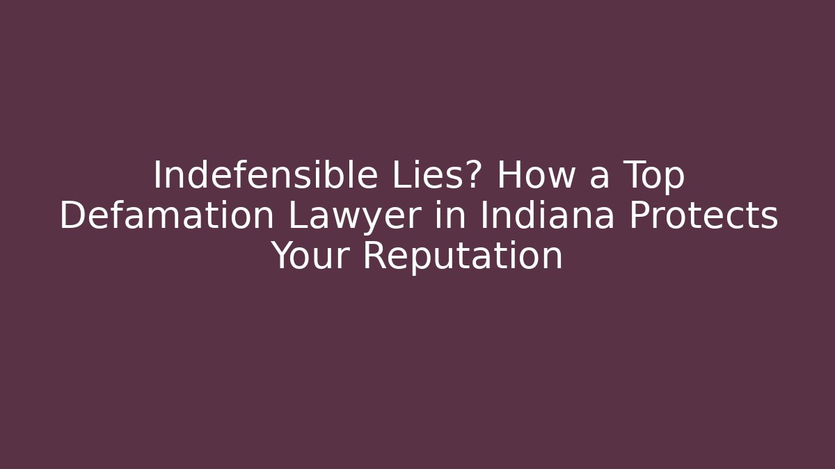 Indefensible Lies? How a Top Defamation Lawyer in Indiana Protects Your Reputation