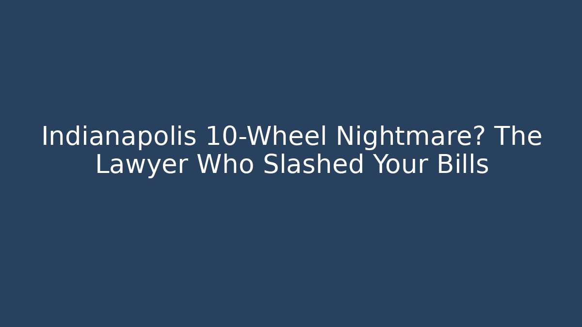 Indianapolis 10-Wheel Nightmare? The Lawyer Who Slashed Your Bills