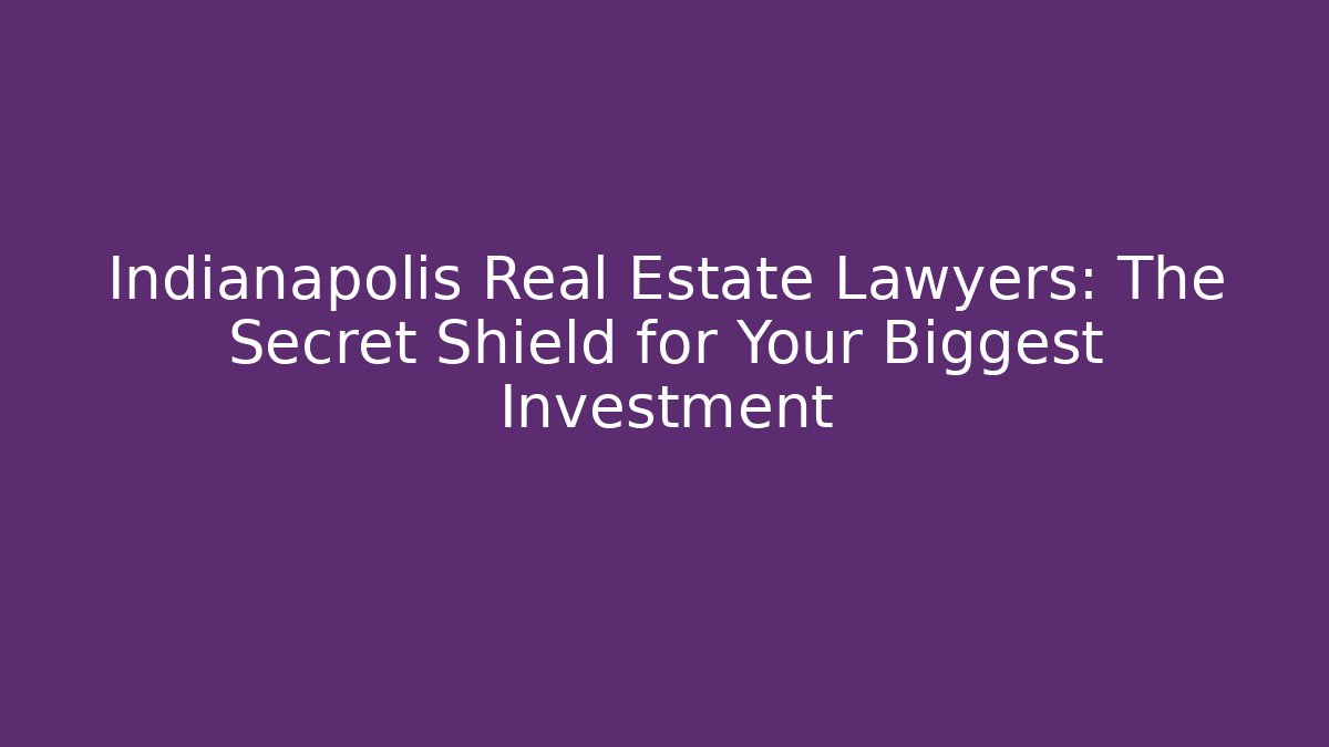 Indianapolis Real Estate Lawyers: The Secret Shield for Your Biggest Investment