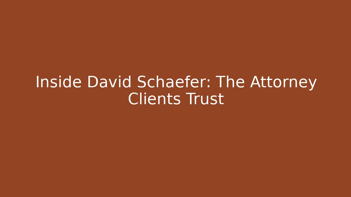 Inside David Schaefer: The Attorney Clients Trust