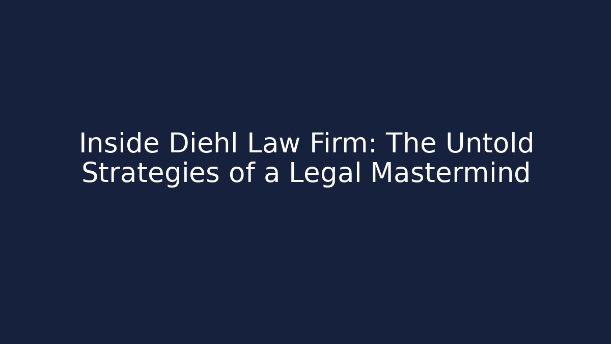 Inside Diehl Law Firm: The Untold Strategies of a Legal Mastermind