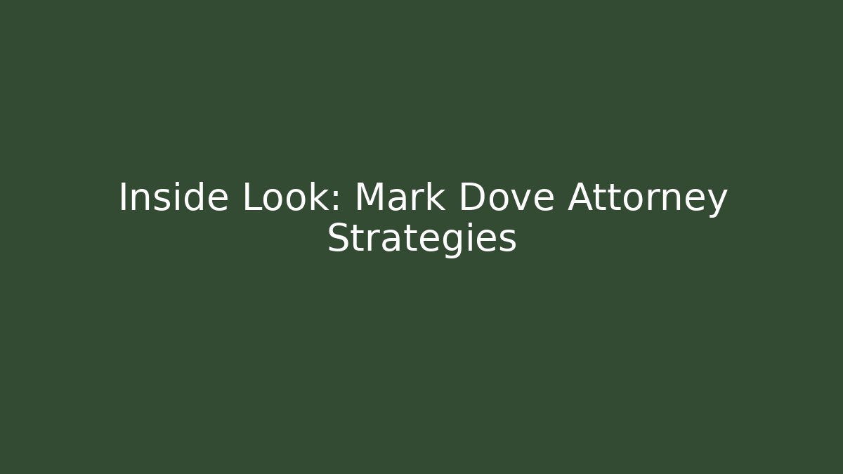 Inside Look: Mark Dove Attorney Strategies