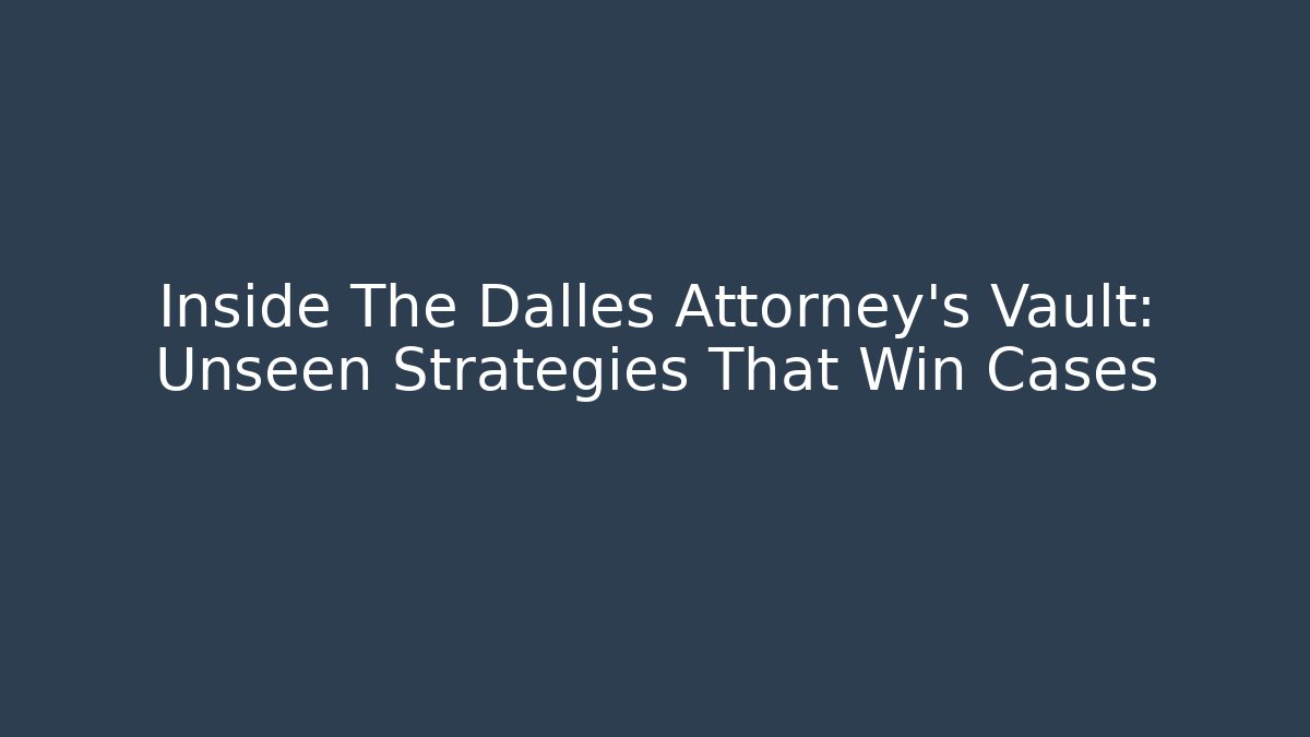 Inside The Dalles Attorney's Vault: Unseen Strategies That Win Cases