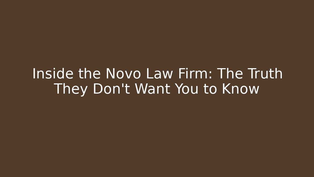 Inside the Novo Law Firm: The Truth They Don't Want You to Know