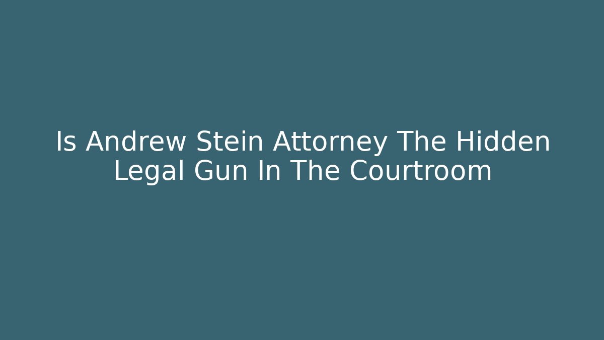 Is Andrew Stein Attorney The Hidden Legal Gun In The Courtroom