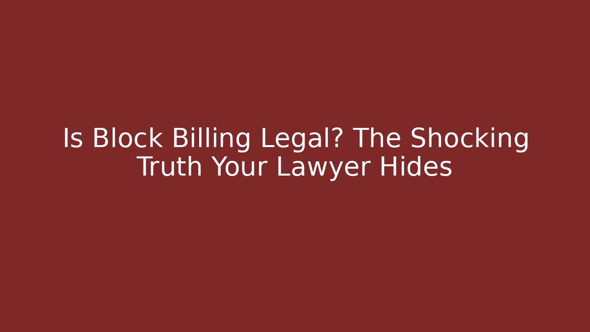 Is Block Billing Legal? The Shocking Truth Your Lawyer Hides