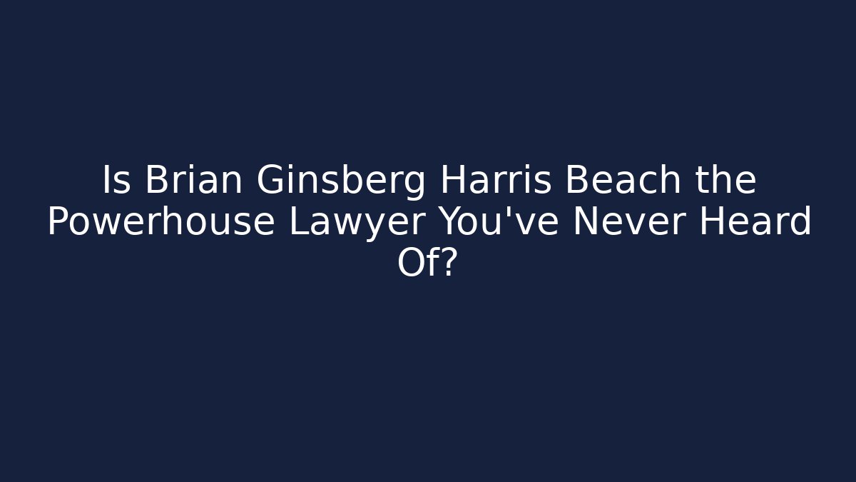 Is Brian Ginsberg Harris Beach the Powerhouse Lawyer You've Never Heard Of?