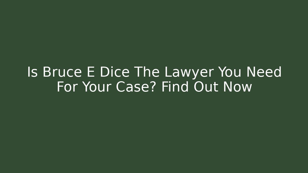 Is Bruce E Dice The Lawyer You Need For Your Case? Find Out Now - V Auction