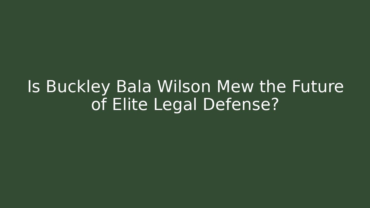 Is Buckley Bala Wilson Mew the Future of Elite Legal Defense? - V Auction