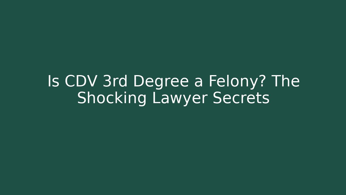 Is CDV 3rd Degree a Felony? The Shocking Lawyer Secrets - V Auction