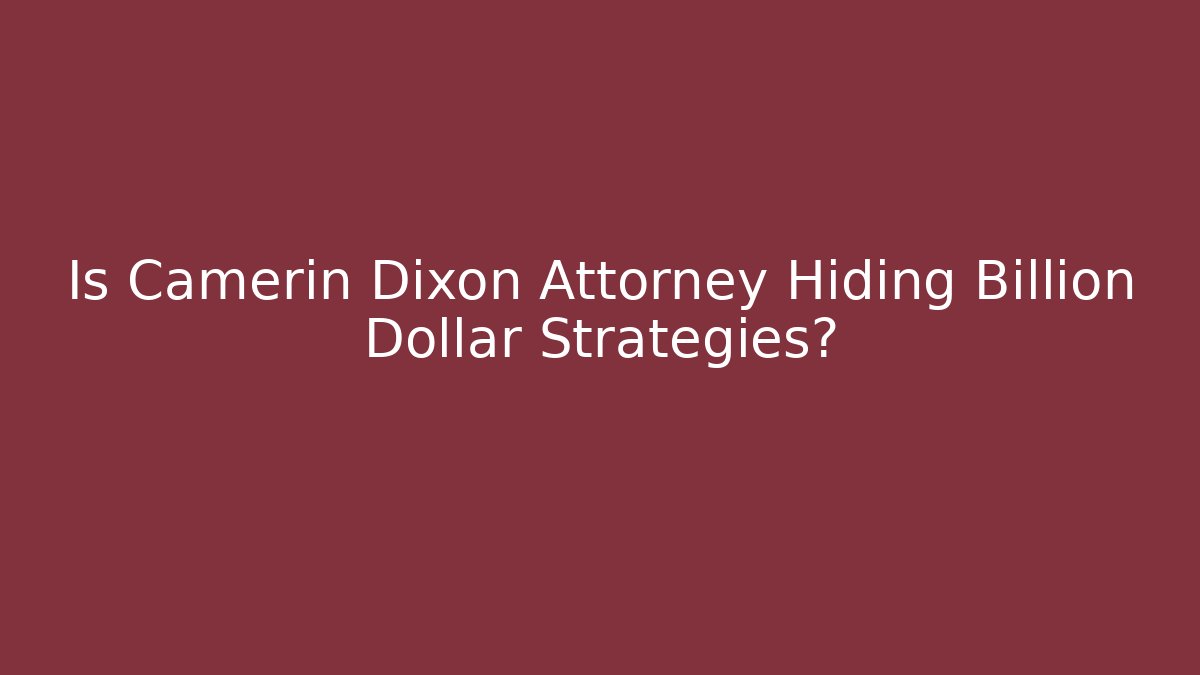 Is Camerin Dixon Attorney Hiding Billion Dollar Strategies?