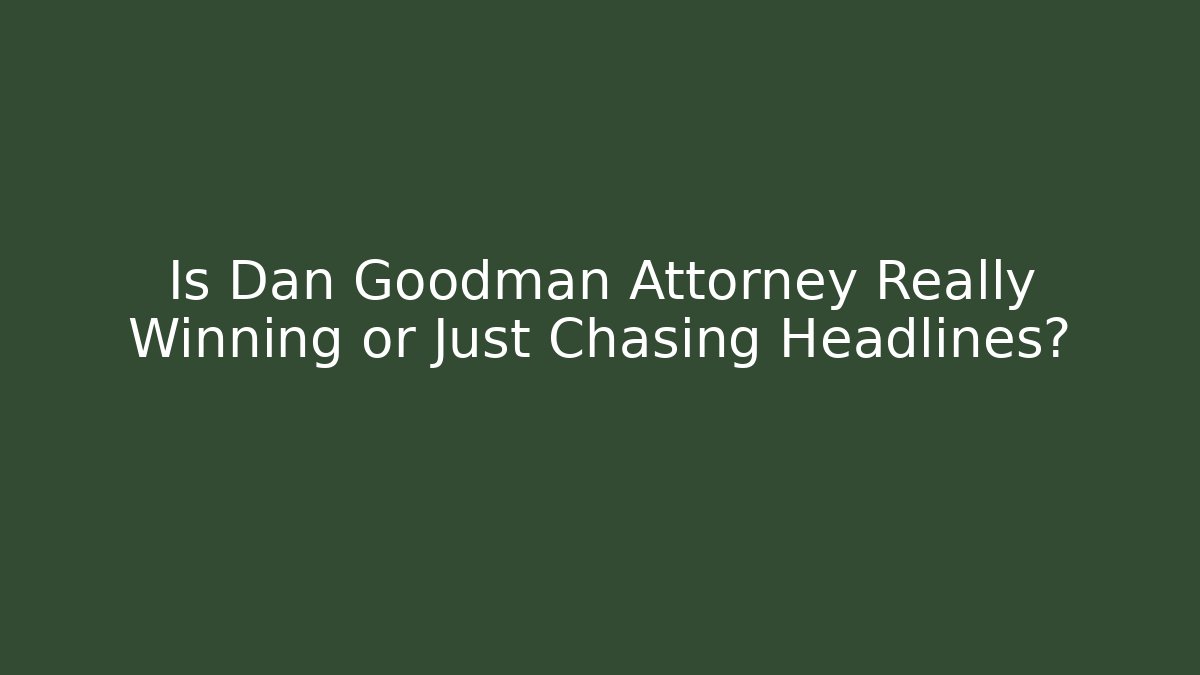 Is Dan Goodman Attorney Really Winning or Just Chasing Headlines?