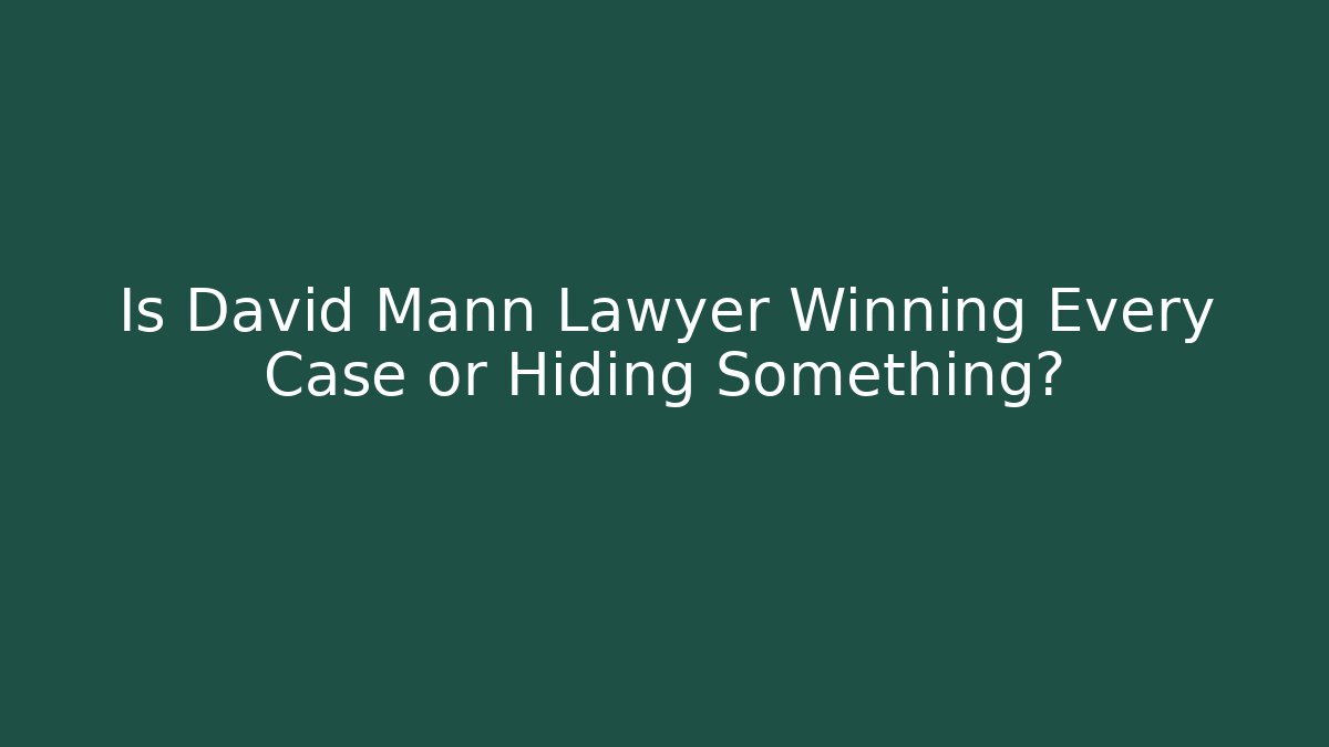 Is David Mann Lawyer Winning Every Case or Hiding Something?