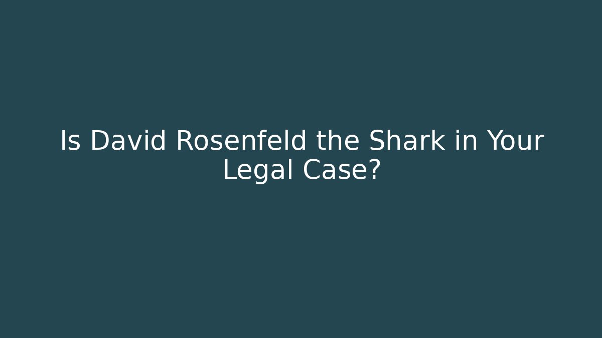 Is David Rosenfeld the Shark in Your Legal Case?