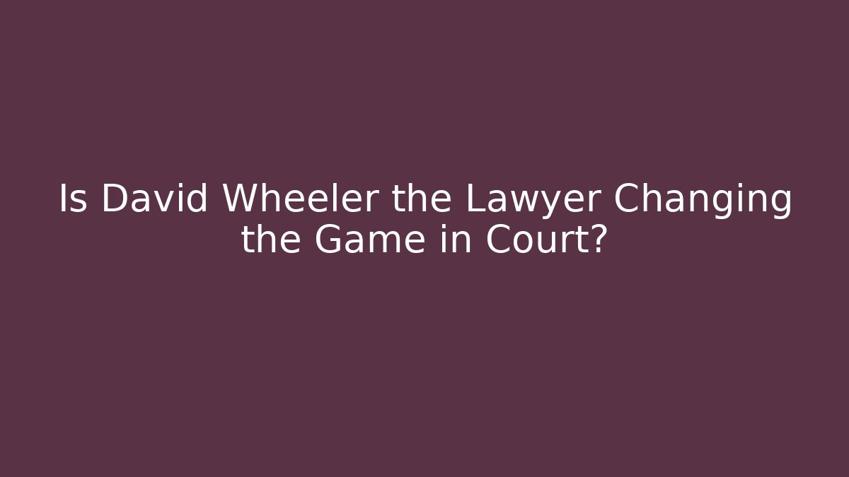 Is David Wheeler the Lawyer Changing the Game in Court? - V Auction