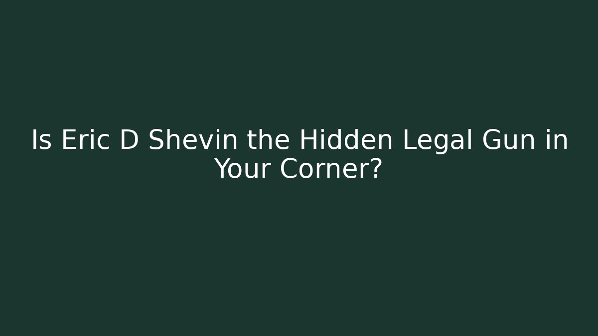Is Eric D Shevin the Hidden Legal Gun in Your Corner?