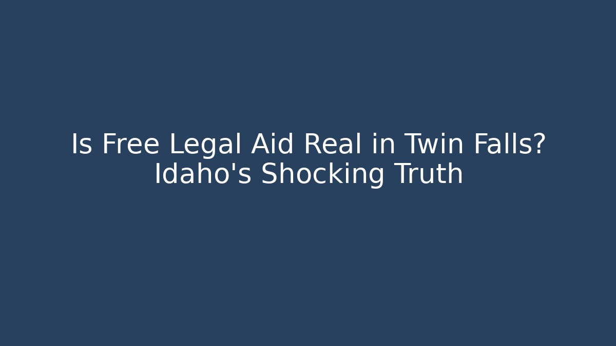 Is Free Legal Aid Real in Twin Falls? Idaho's Shocking Truth