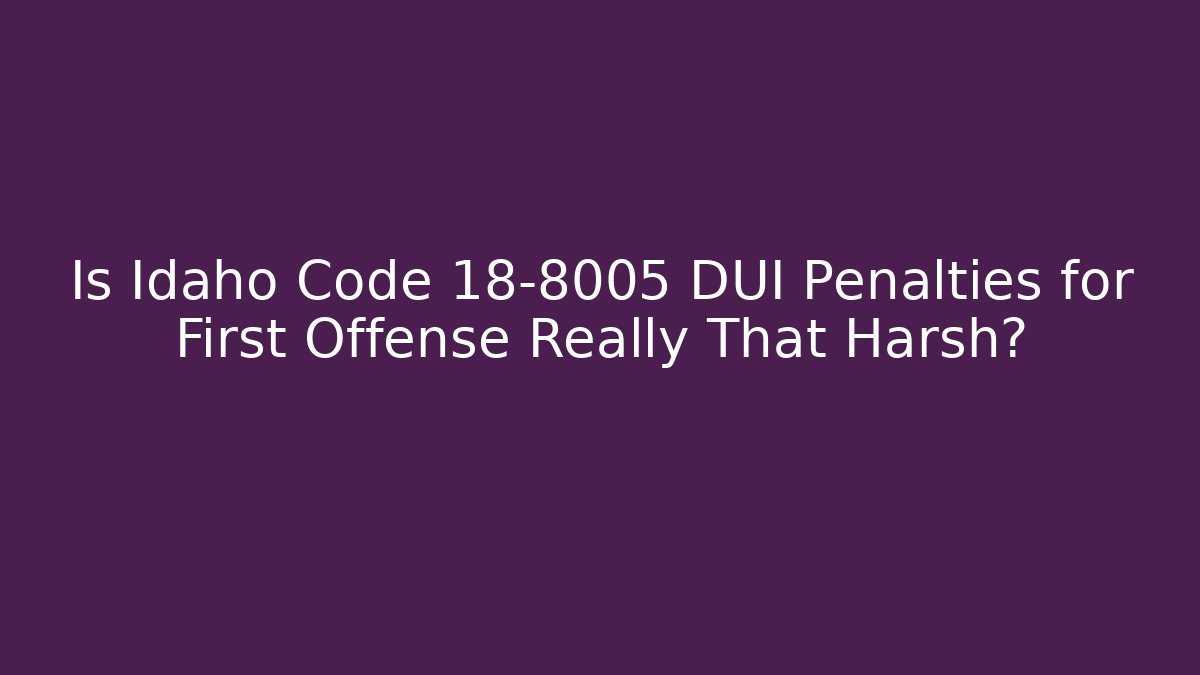Is Idaho Code 18-8005 DUI Penalties for First Offense Really That Harsh? - V Auction