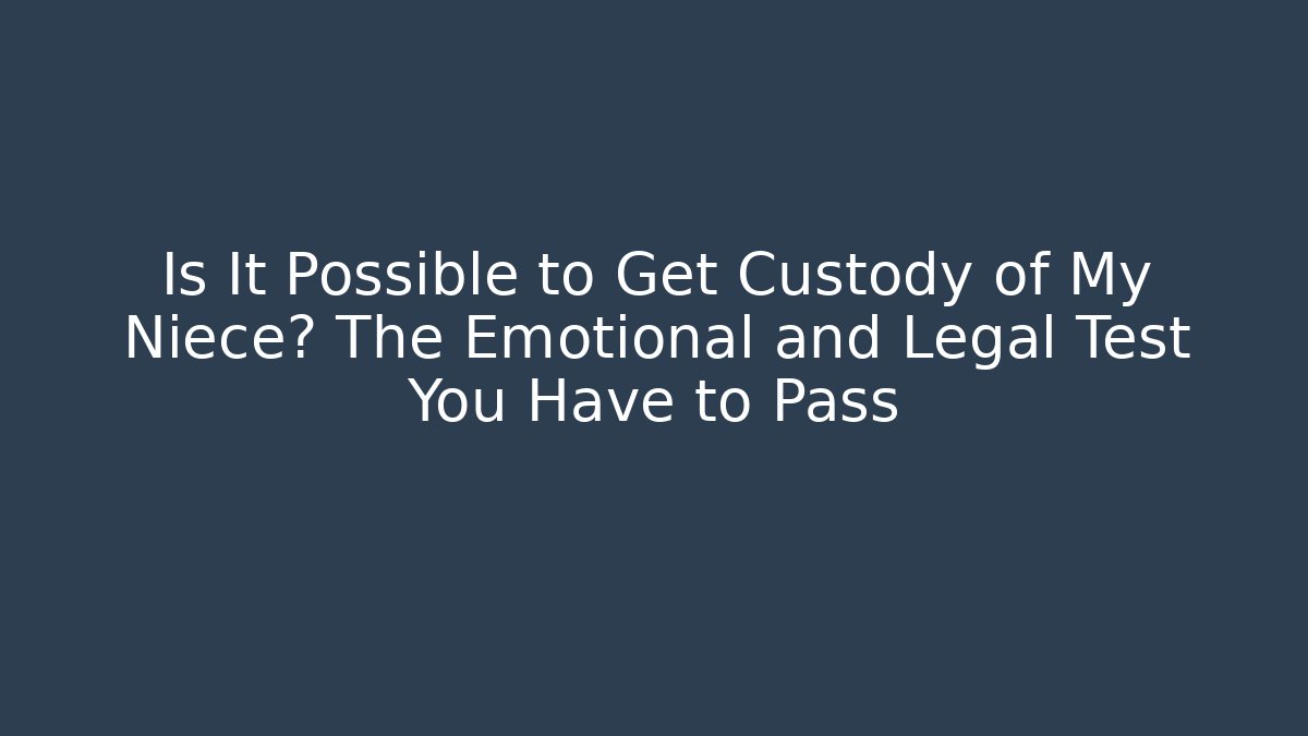 Is It Possible to Get Custody of My Niece? The Emotional and Legal Test You Have to Pass