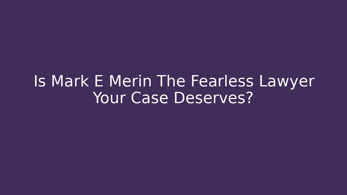 Is Mark E Merin The Fearless Lawyer Your Case Deserves? - V Auction