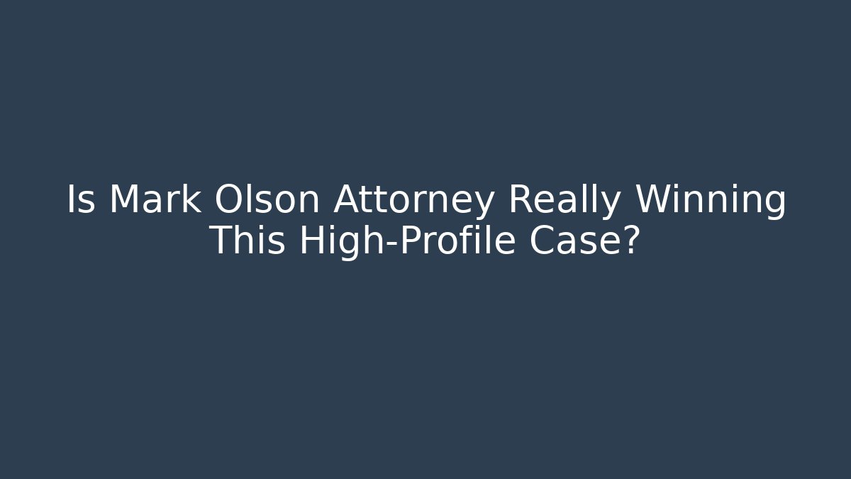 Is Mark Olson Attorney Really Winning This High-Profile Case? - V Auction
