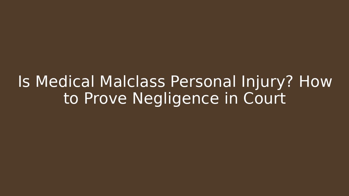 Is Medical Malclass Personal Injury? How to Prove Negligence in Court