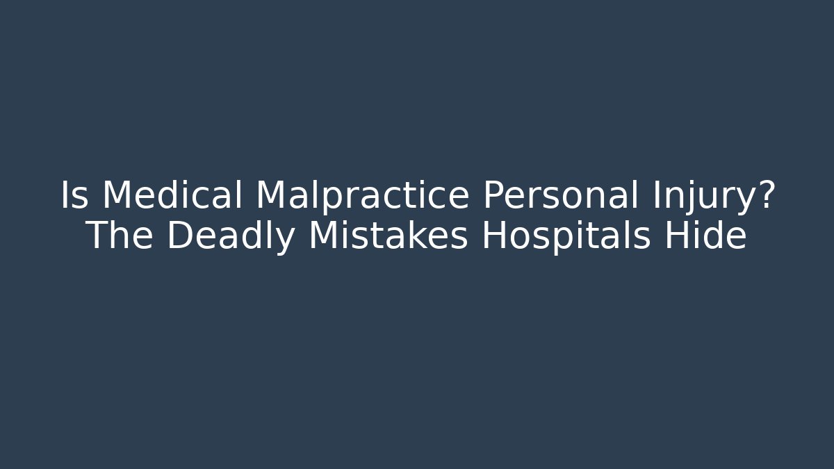 Is Medical Malpractice Personal Injury? The Deadly Mistakes Hospitals Hide