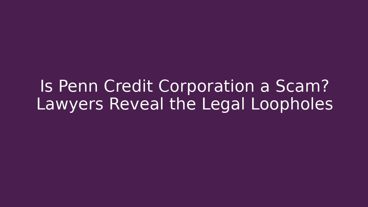Is Penn Credit Corporation a Scam? Lawyers Reveal the Legal Loopholes