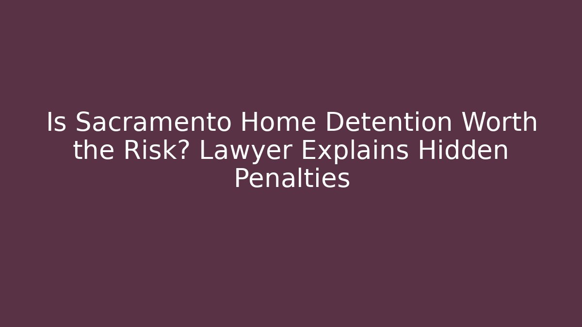 Is Sacramento Home Detention Worth the Risk? Lawyer Explains Hidden Penalties