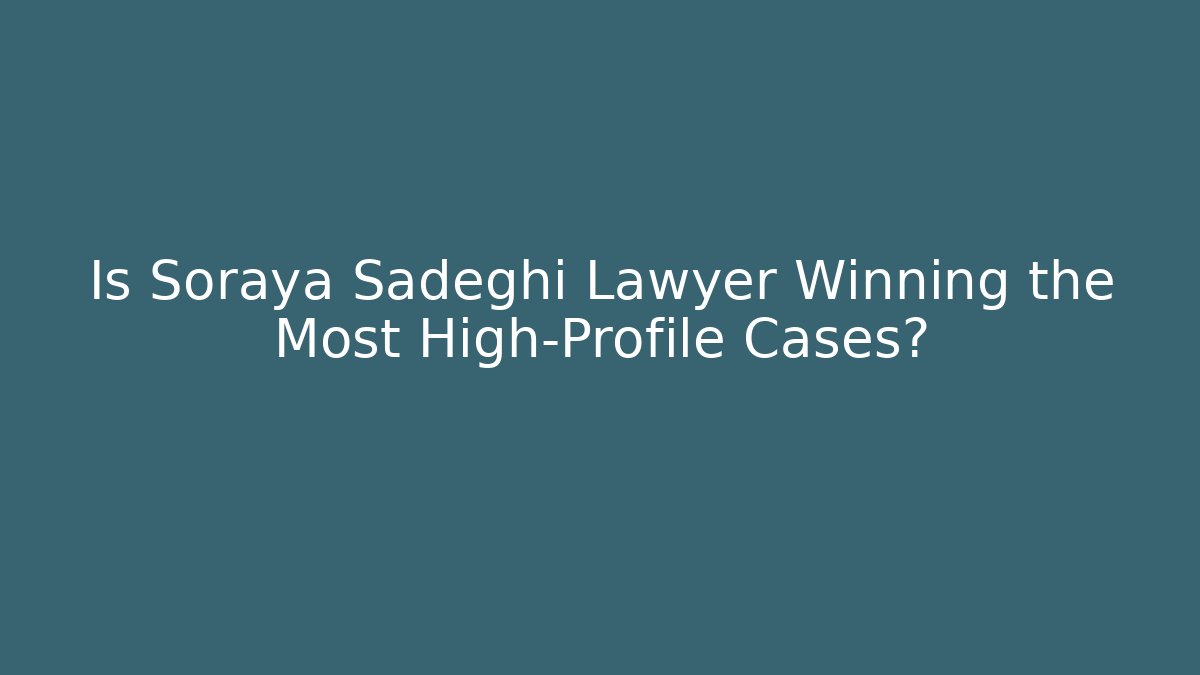 Is Soraya Sadeghi Lawyer Winning the Most High-Profile Cases?