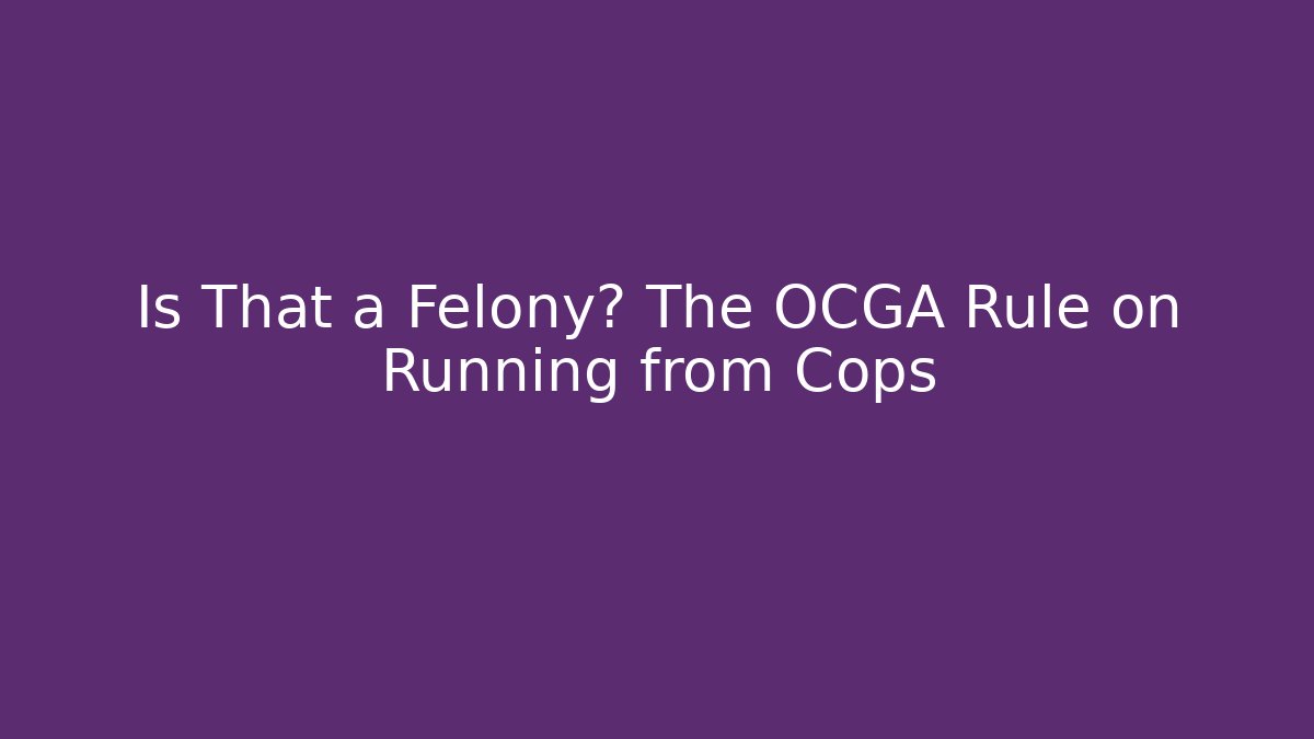 Is That a Felony? The OCGA Rule on Running from Cops
