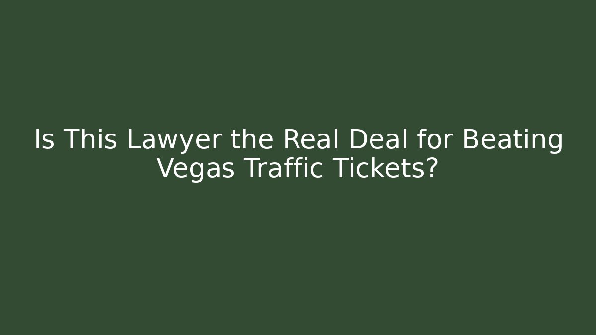 Is This Lawyer the Real Deal for Beating Vegas Traffic Tickets?