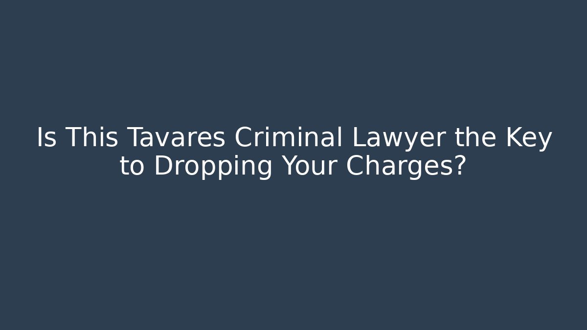 Is This Tavares Criminal Lawyer the Key to Dropping Your Charges?
