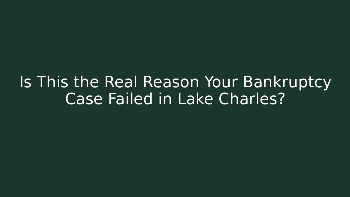 Is This the Real Reason Your Bankruptcy Case Failed in Lake Charles? - V Auction