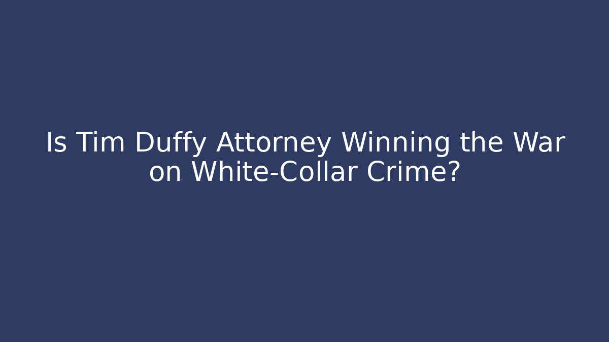 Is Tim Duffy Attorney Winning the War on White-Collar Crime? - V Auction