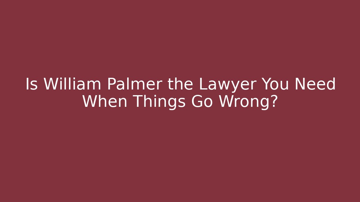 Is William Palmer the Lawyer You Need When Things Go Wrong? - V Auction