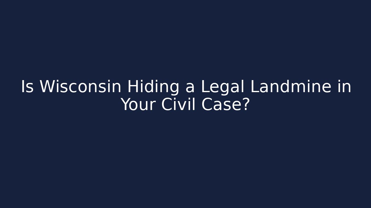 Is Wisconsin Hiding a Legal Landmine in Your Civil Case?