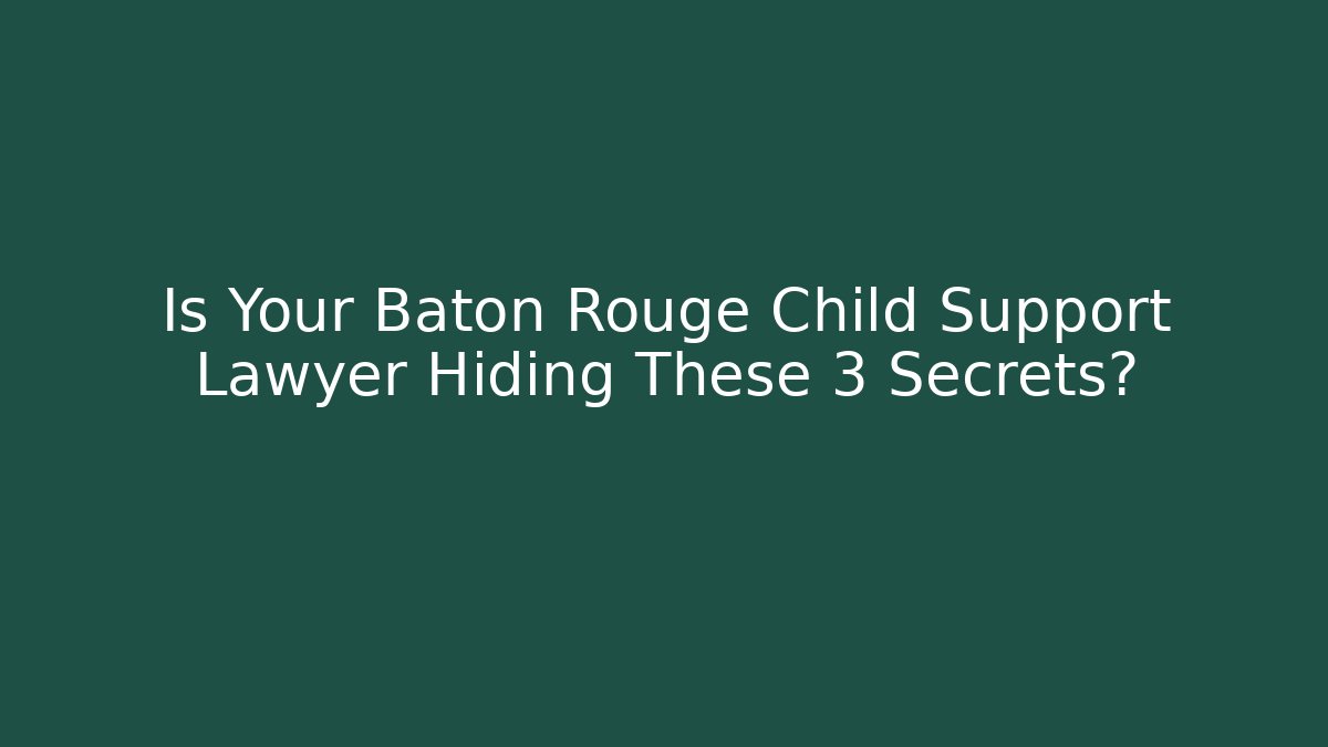 Is Your Baton Rouge Child Support Lawyer Hiding These 3 Secrets?