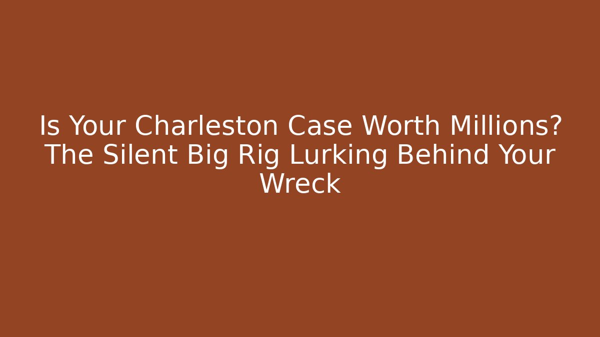 Is Your Charleston Case Worth Millions? The Silent Big Rig Lurking Behind Your Wreck