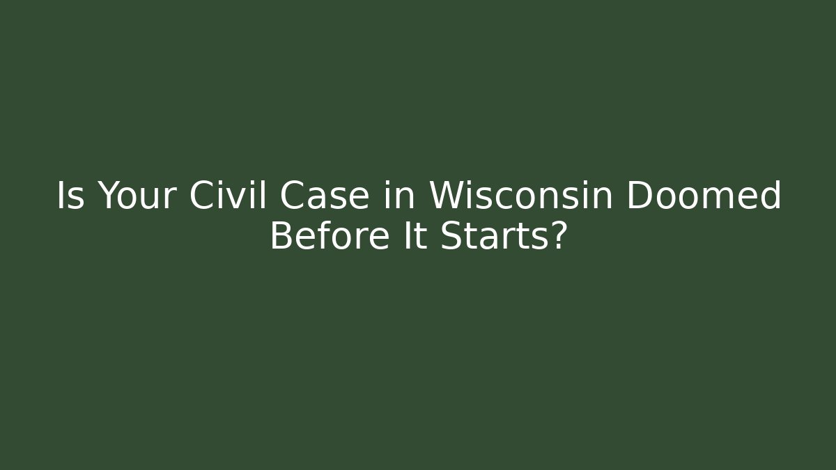 Is Your Civil Case in Wisconsin Doomed Before It Starts?