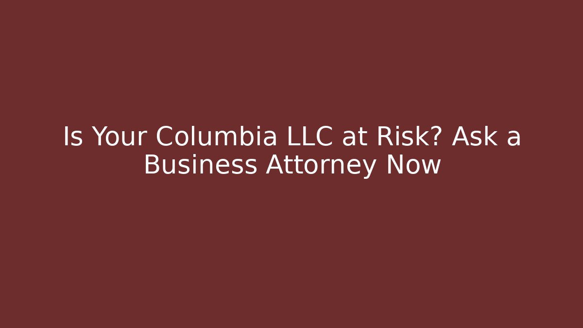 Is Your Columbia LLC at Risk? Ask a Business Attorney Now